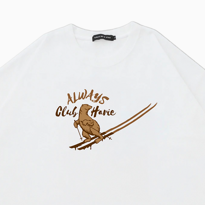 ALWAYS OUT OF STOCK×CLUB HARIE　Tシャツ　ベアー　白L