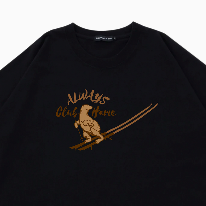 ALWAYS OUT OF STOCK×CLUB HARIE　Tシャツ　ベアー　黒L