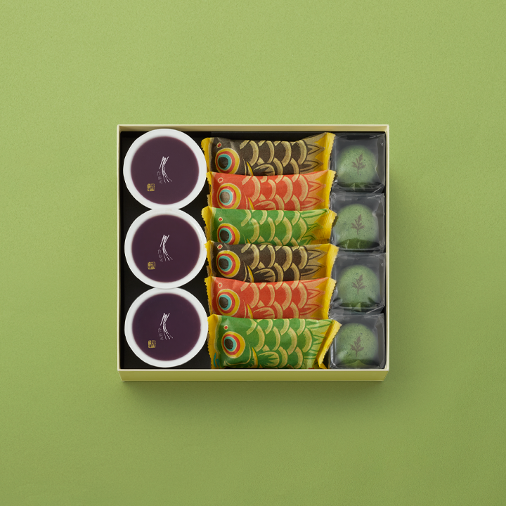 本生羊羹3個・たねや饅頭 よもぎ4個・こいのぼり3種 各2個