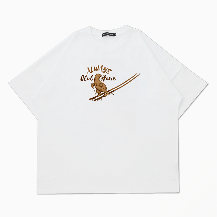 ALWAYS OUT OF STOCK×CLUB HARIE　Tシャツ　ベアー　白L