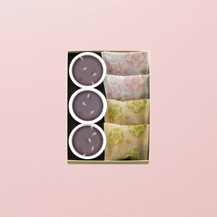 本生羊羹 春味3個・花饅頭2個・よもぎ饅頭2個