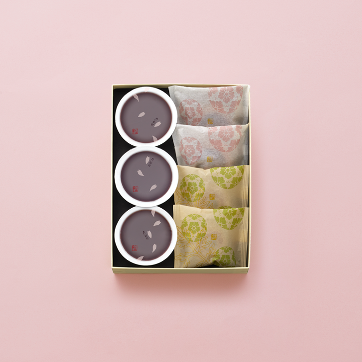 本生羊羹 春味3個・花饅頭2個・よもぎ饅頭2個